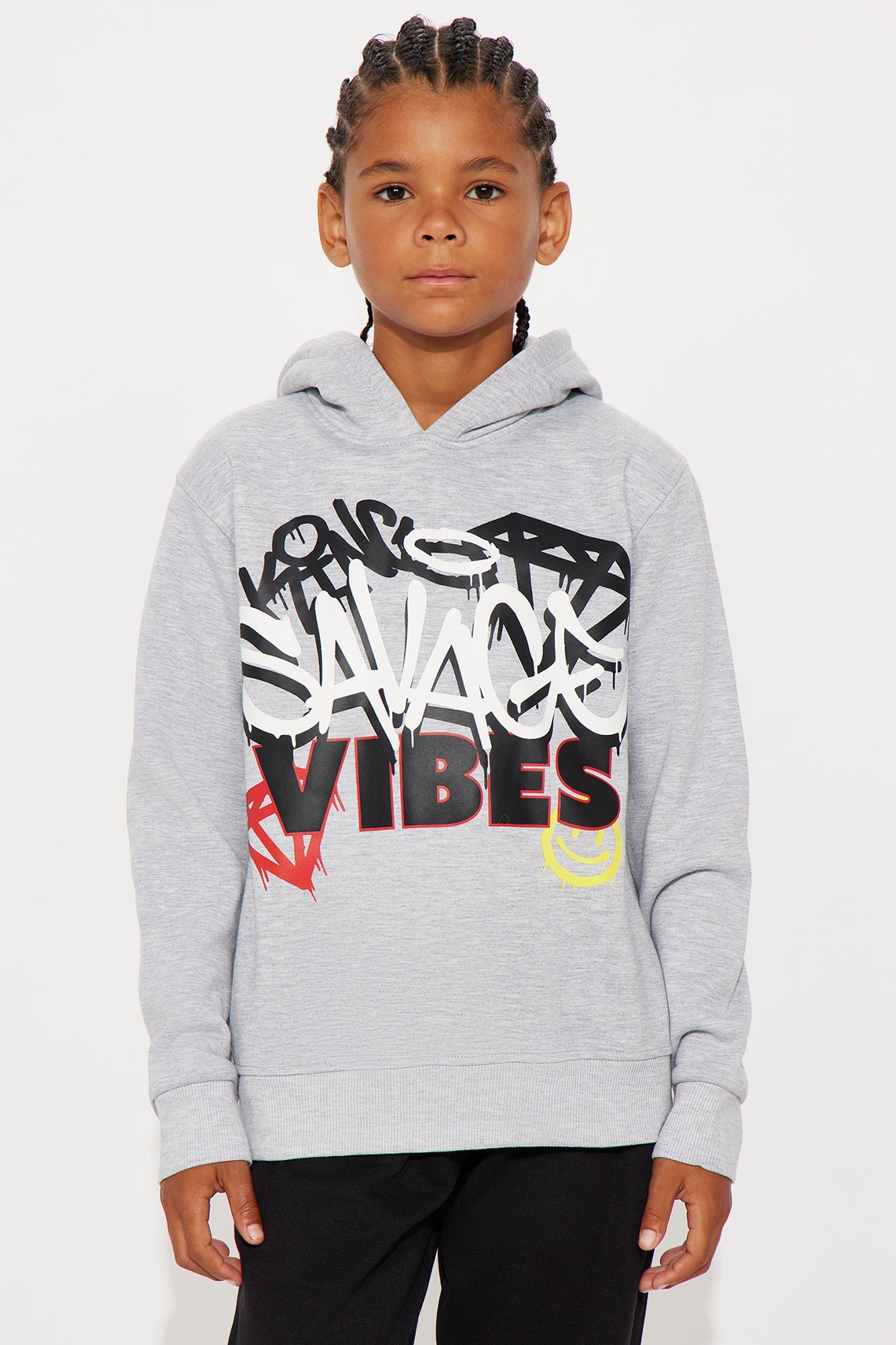 Mini Savage Vibes Hoodie And Jogger Pant Set - Heather/Combo