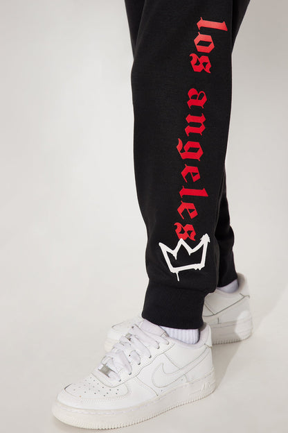 Mini King Of LA Hoodie And Jogger Pant Set - Black