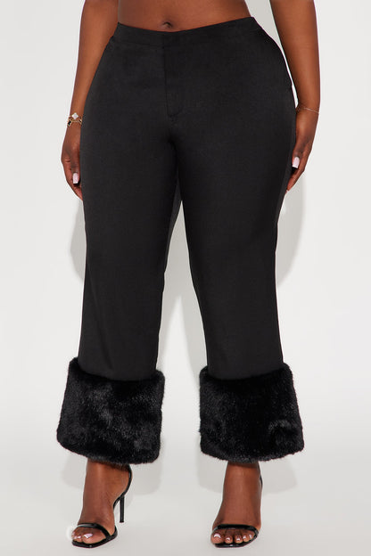 Set The Mood Fur Trim Capri Pant 26.5″ - Black