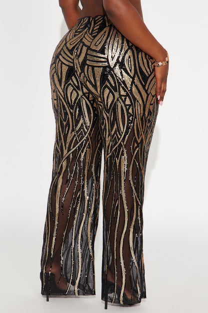 Life Of The Party Sequin Pant 32″ - Black/Gold