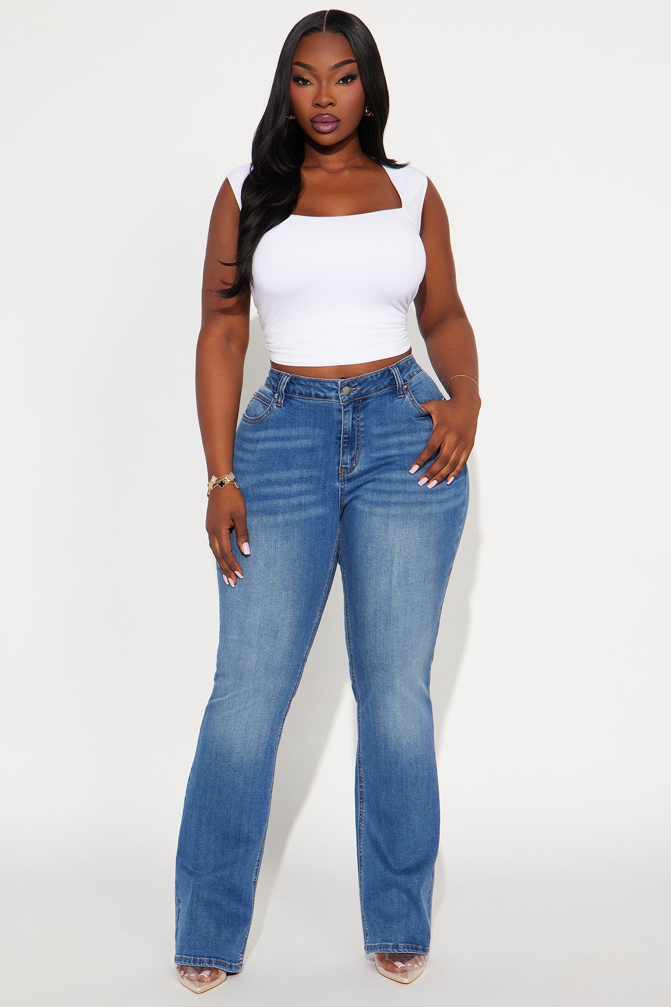 High Standards Premium Low Rise Bootcut Jeans - Medium Wash