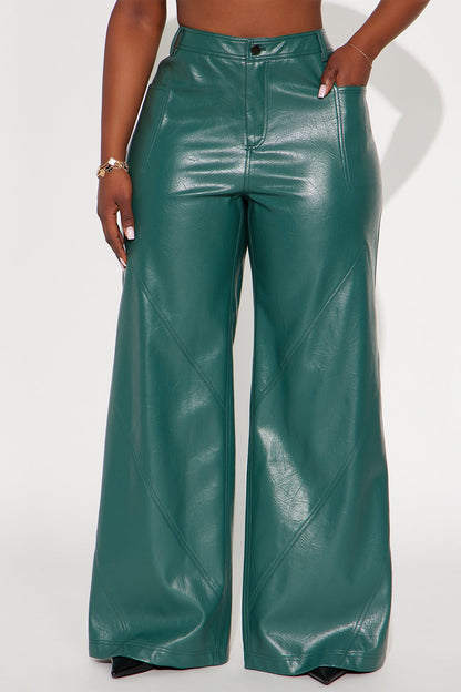 Bad Vibes Faux Leather Flare Pant 33″ - Teal