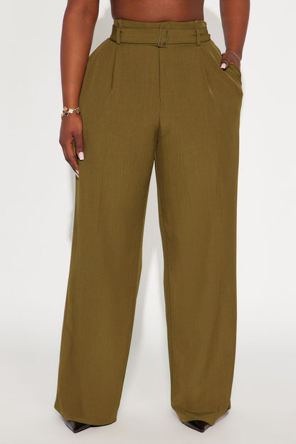 Power Moves Belted Trouser Pant 32″ - Olive