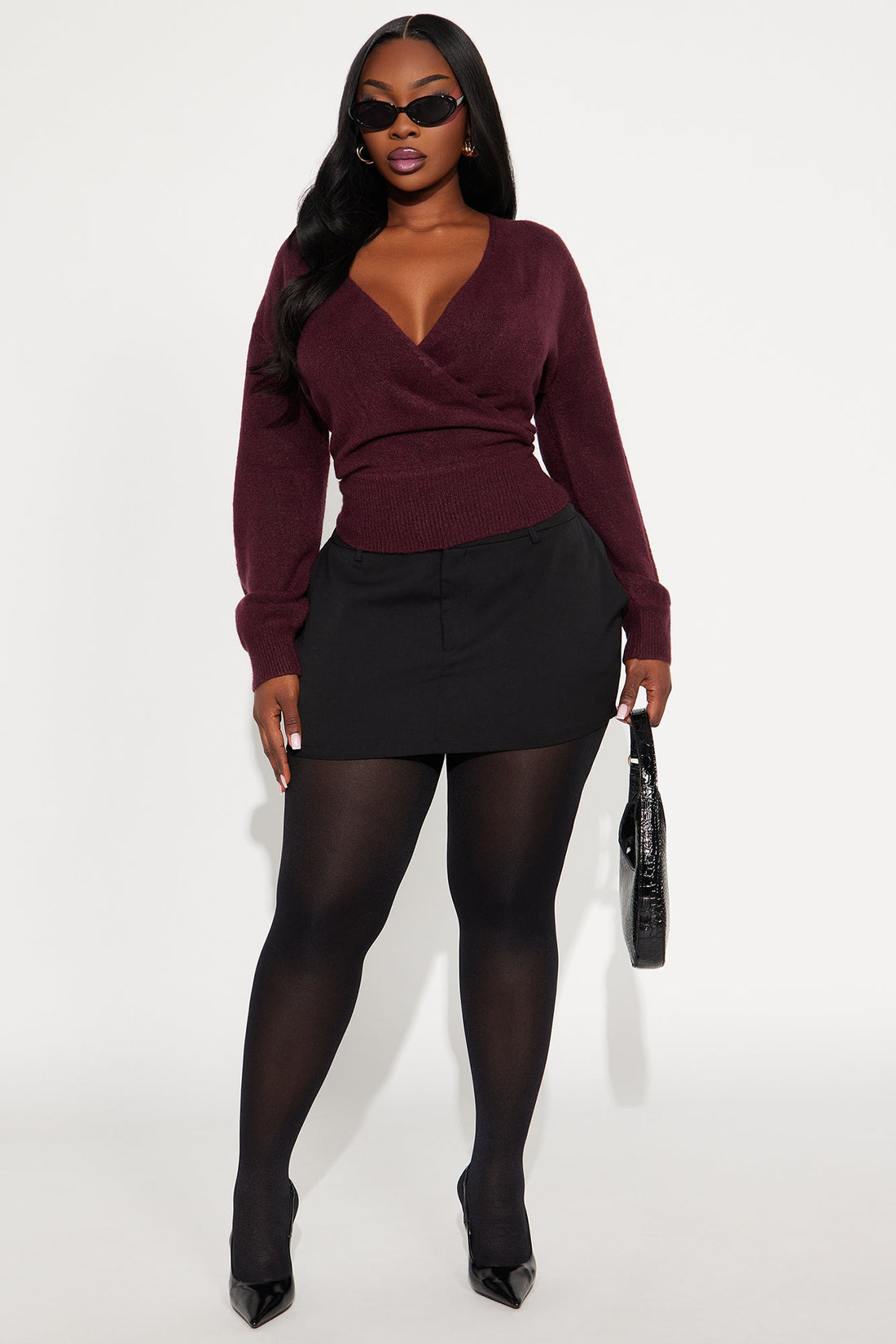 Sweet Like Candy Surplice Sweater - Wine