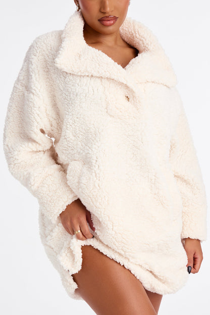 Cozy Hugs Sherpa Oversized Pullover PJ Robe - Cream