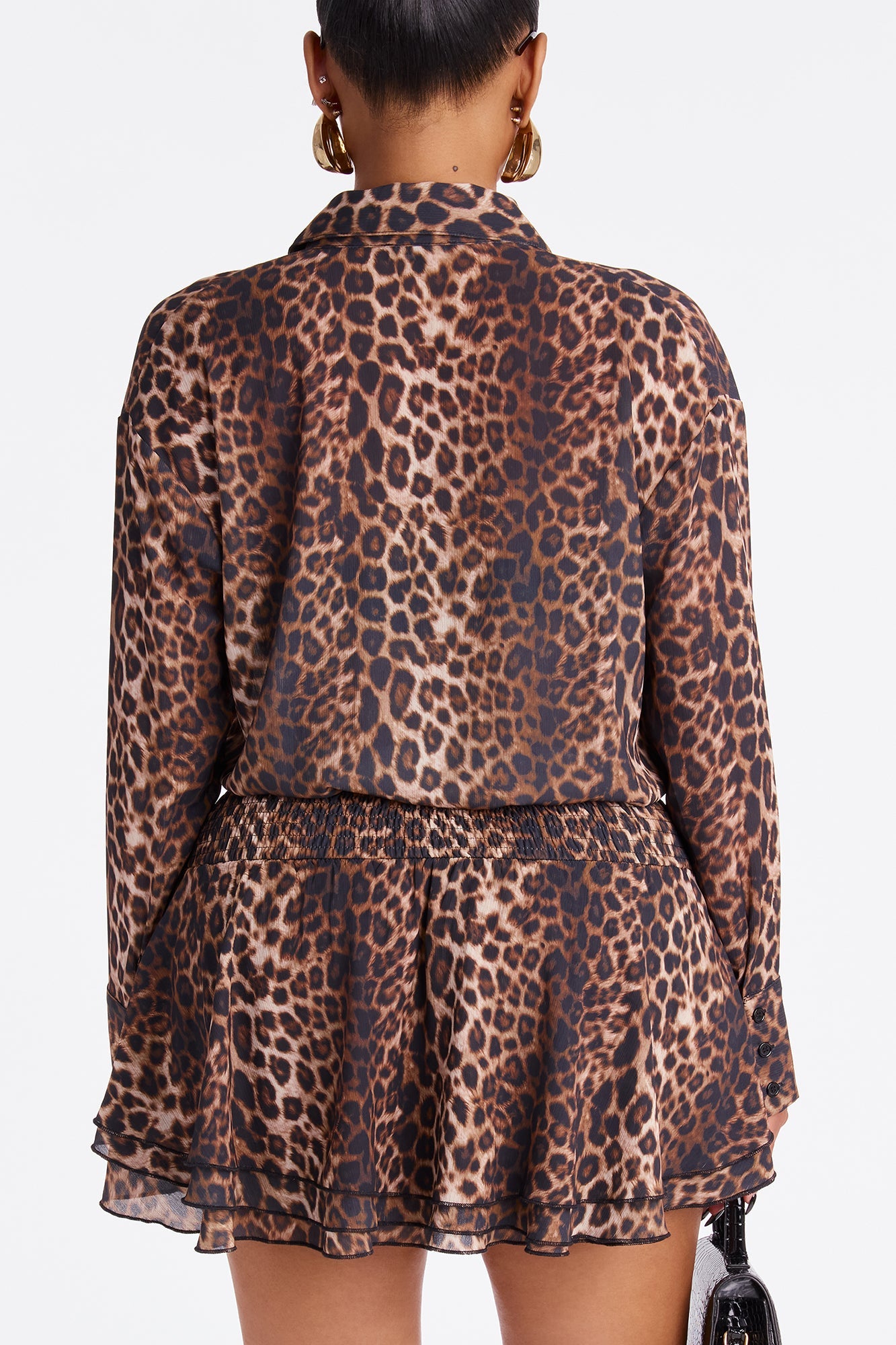 Catwalk Ruffle Chiffon Mini Dress - Leopard