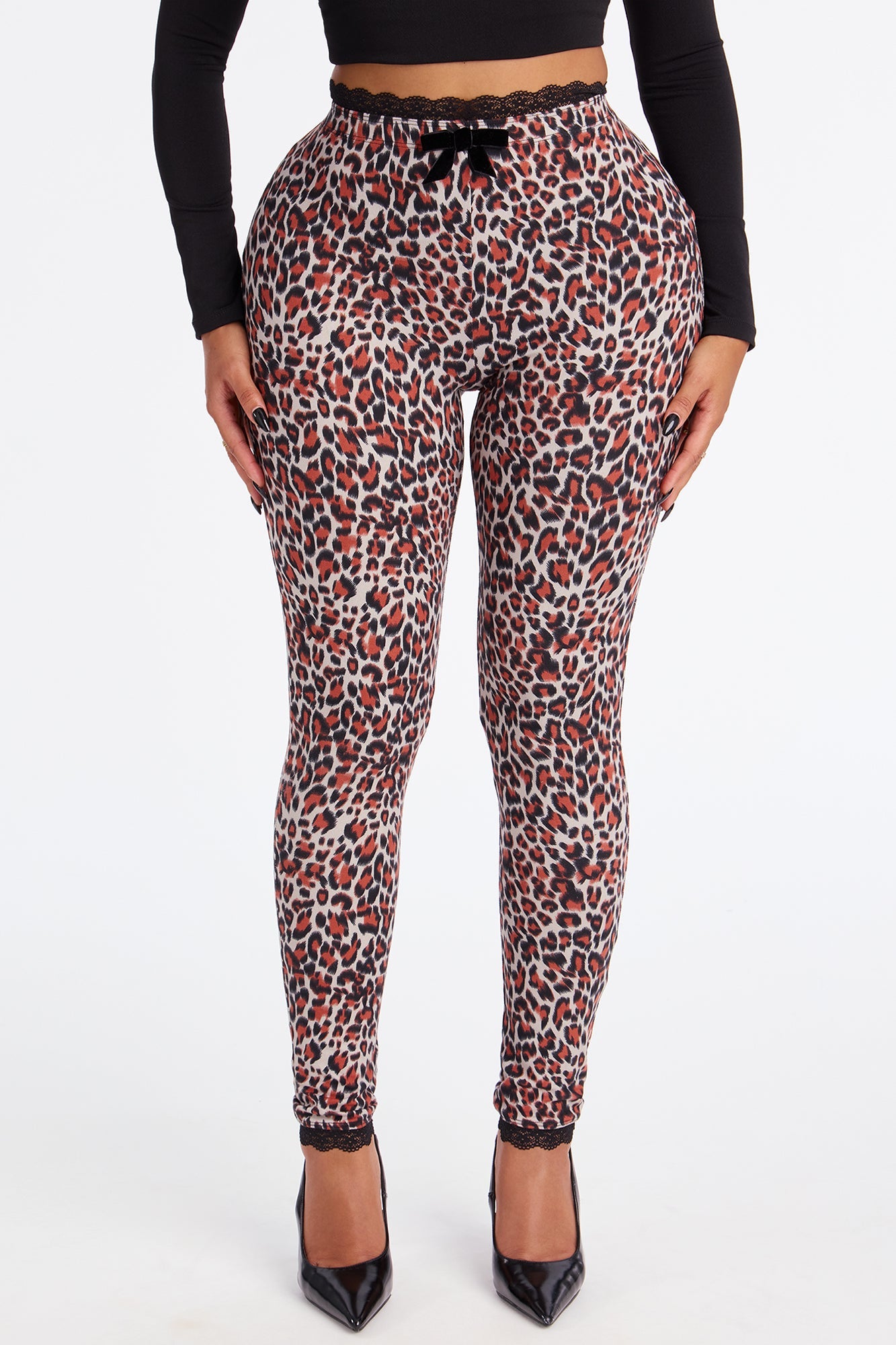 Florentina Lace Trim Legging - Burgundy/combo