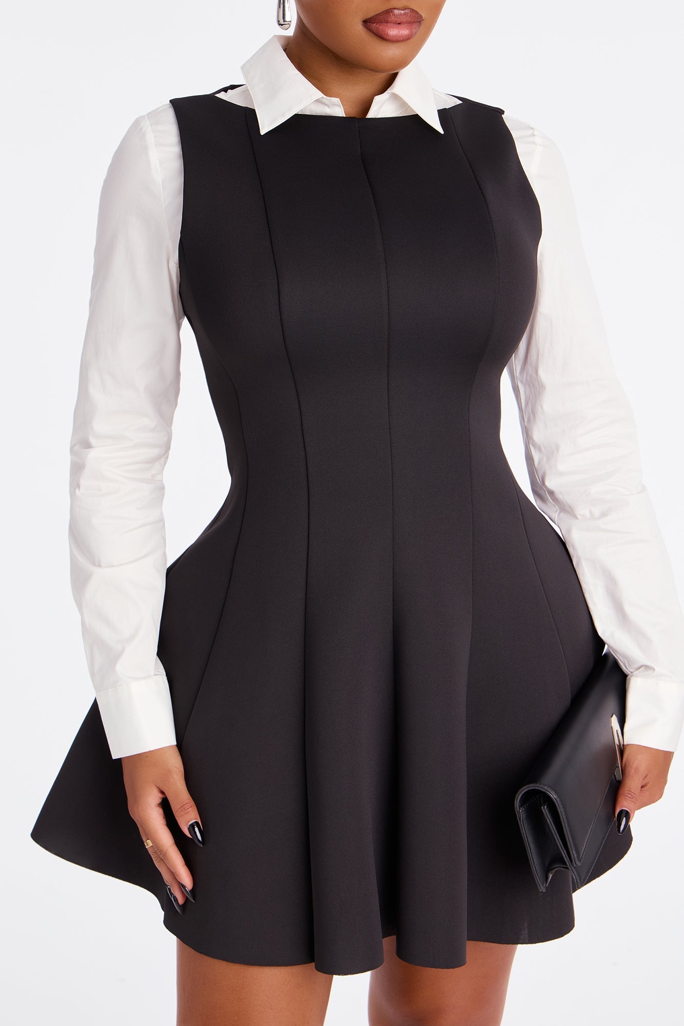 Sunday Looks Long Sleeve Mini Dress - Black