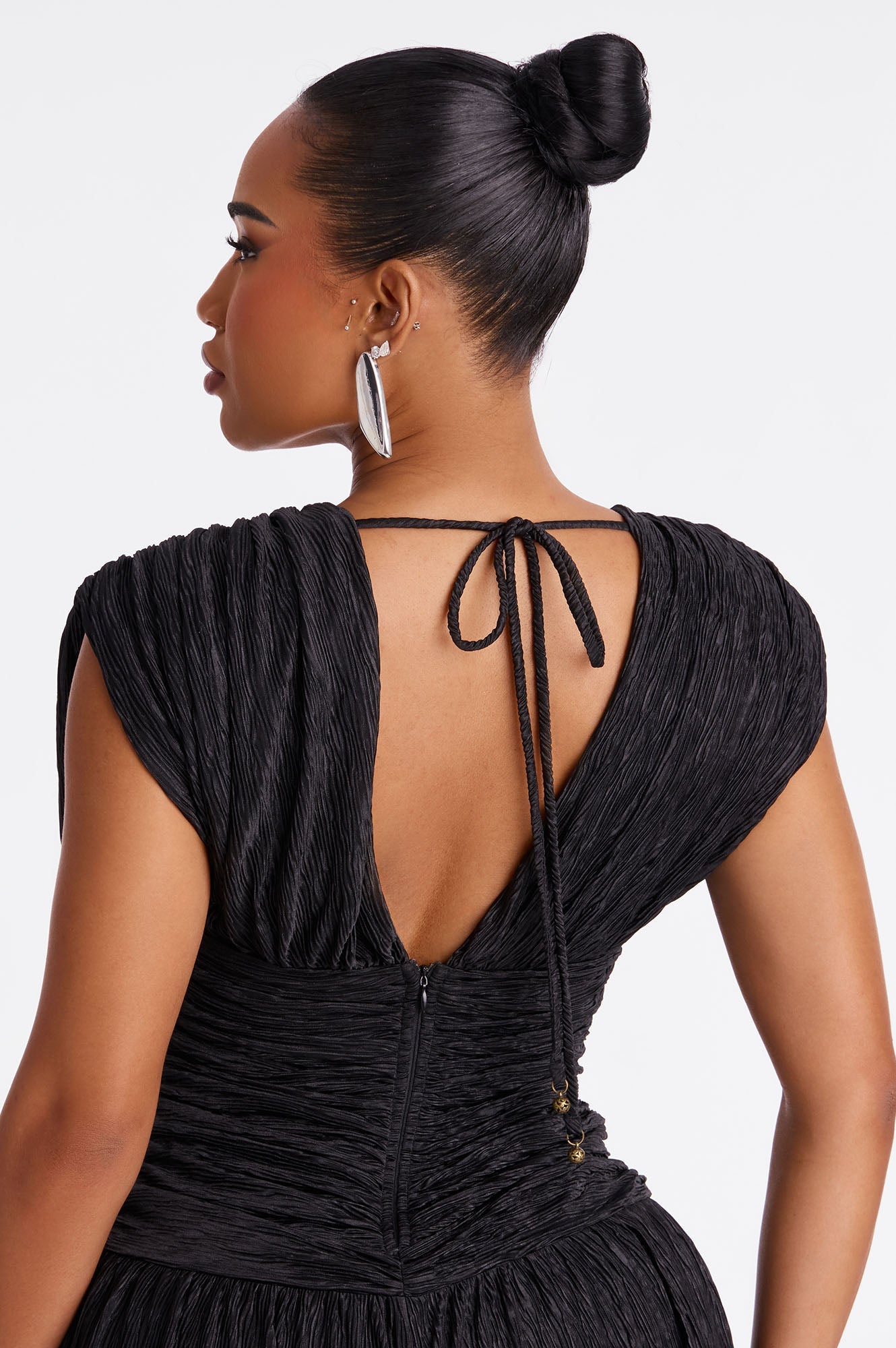 Karime Textured Wide Leg Jumpsuit - Black