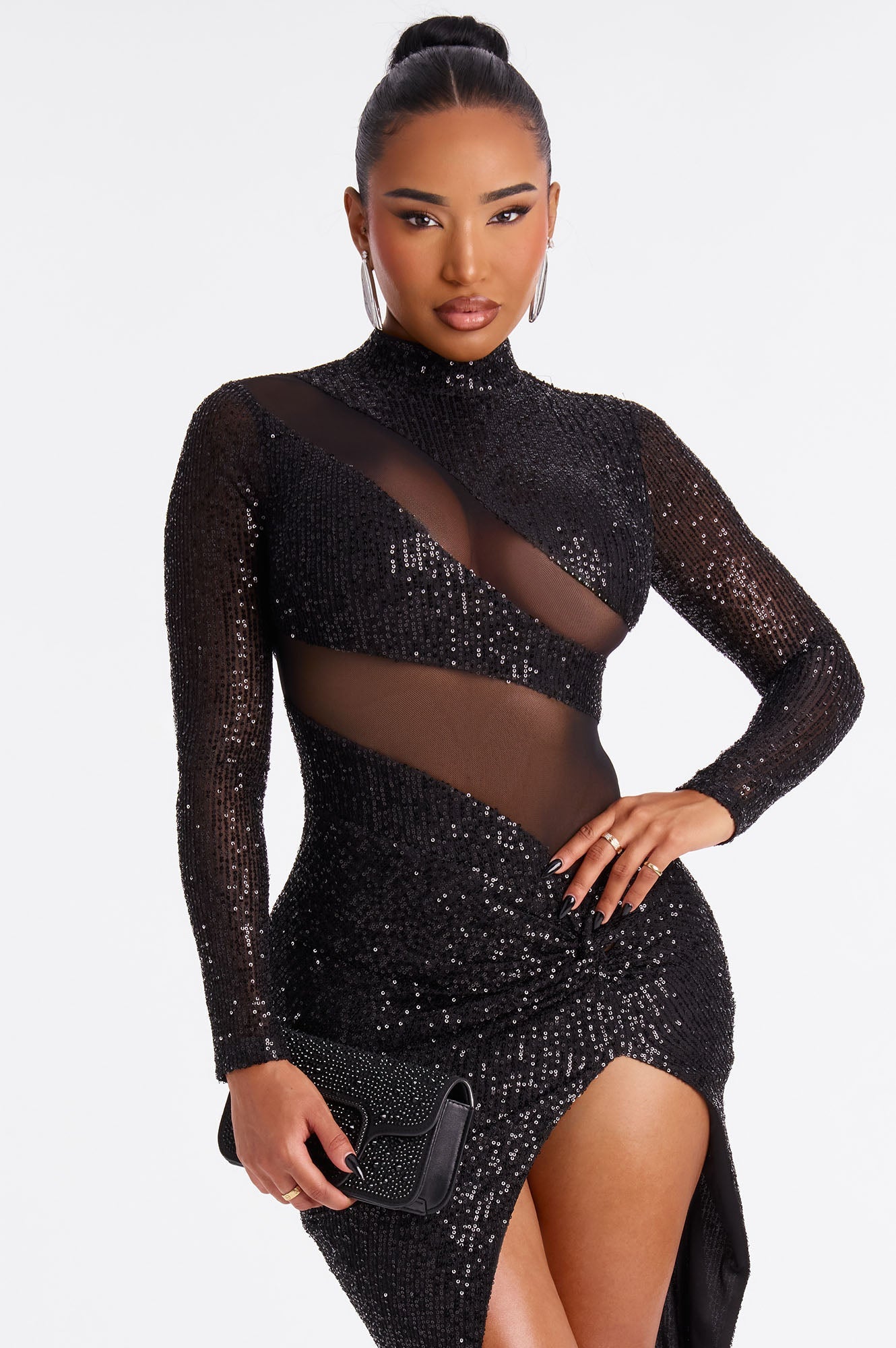 Having A Moment Sequin Maxi Dress - Black