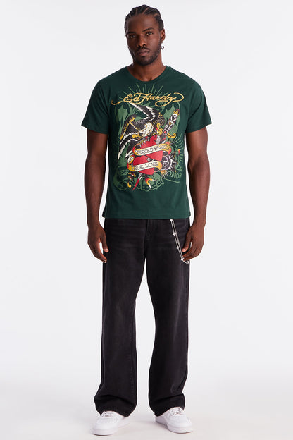 Ed Hardy Eagle Heartbreak Tattoo Short Sleeve Tee - Hunter