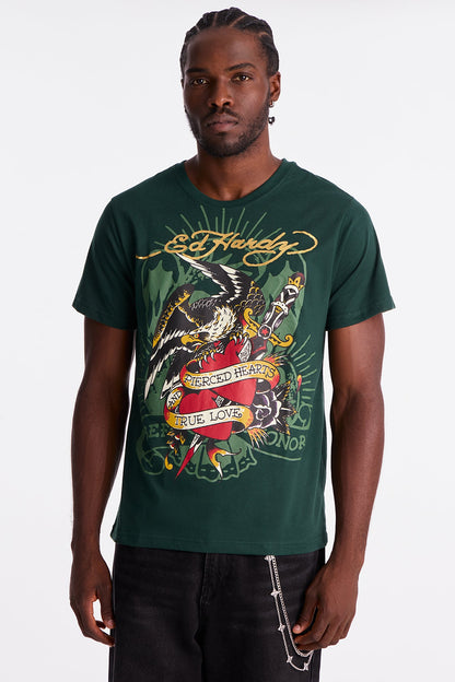 Ed Hardy Eagle Heartbreak Tattoo Short Sleeve Tee - Hunter