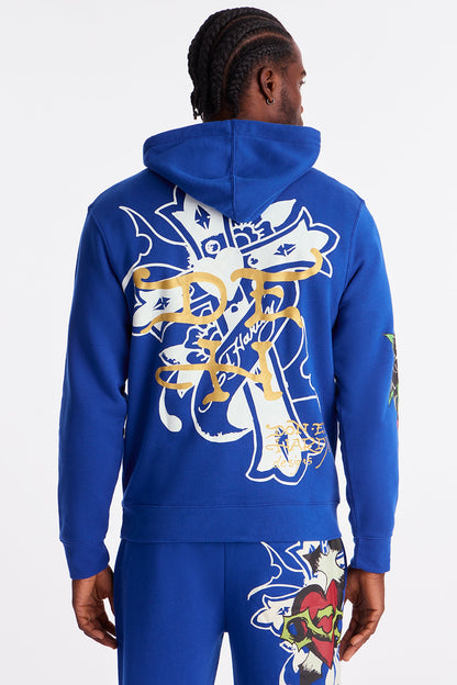 Ed Hardy Sacred Hearts Hoodie - CobaltBlue