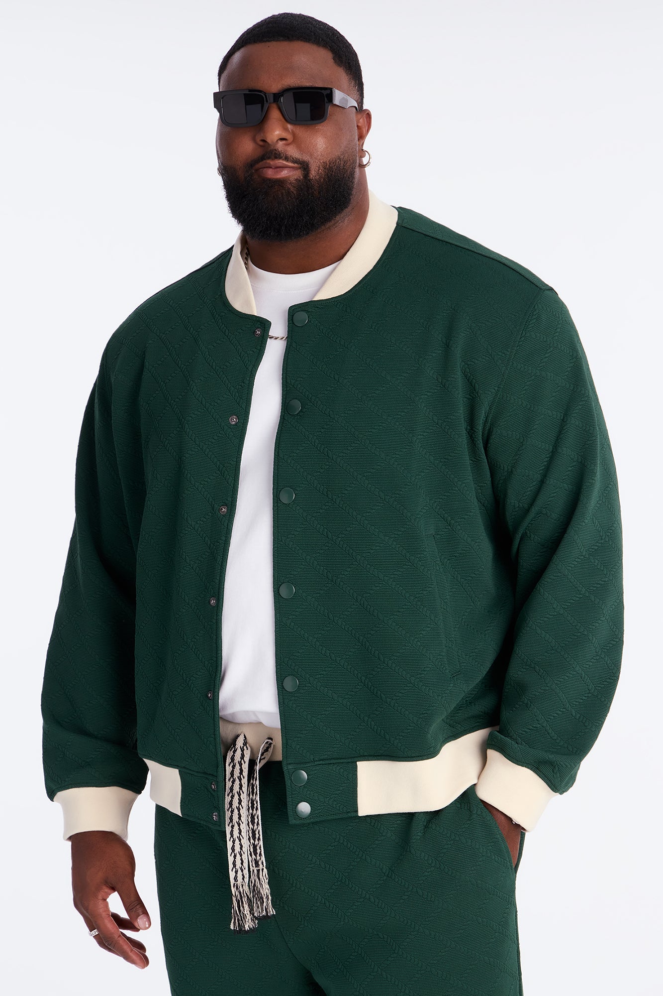 Duke Textured Bomber Jacket - Green