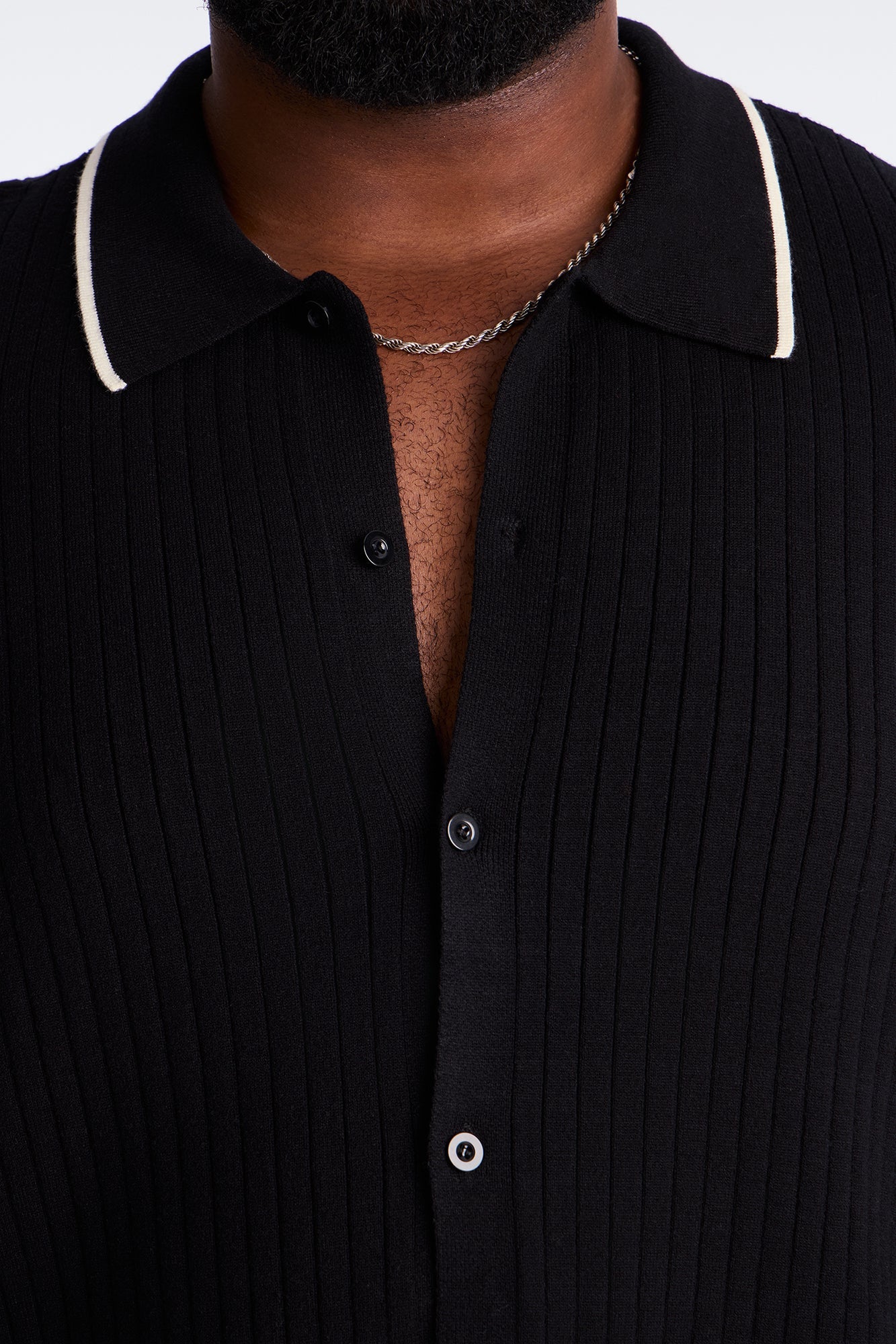 Garrison Knitted Button Up Shirt - Black