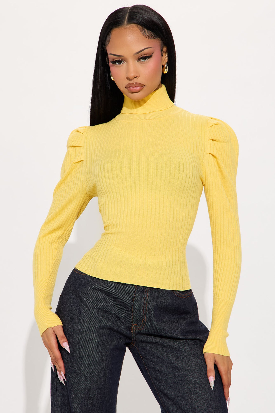 Get On With It Turtleneck Sweater - Butter Yellow