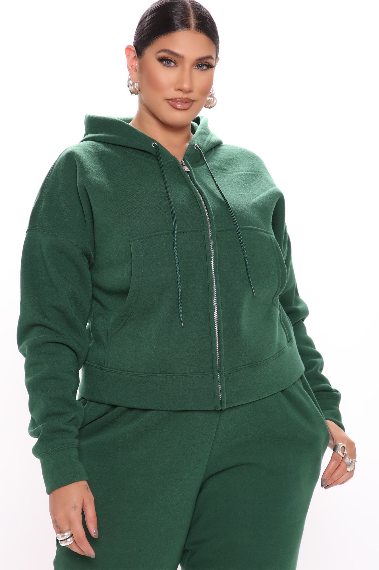 I Got This Zip Up Jacket And Jogger Set - Hunter