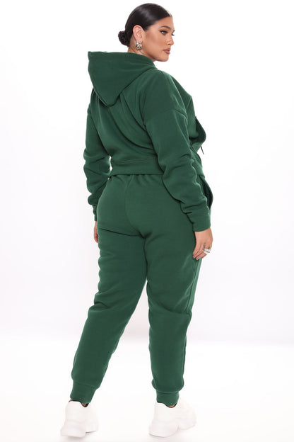 I Got This Zip Up Jacket And Jogger Set - Hunter
