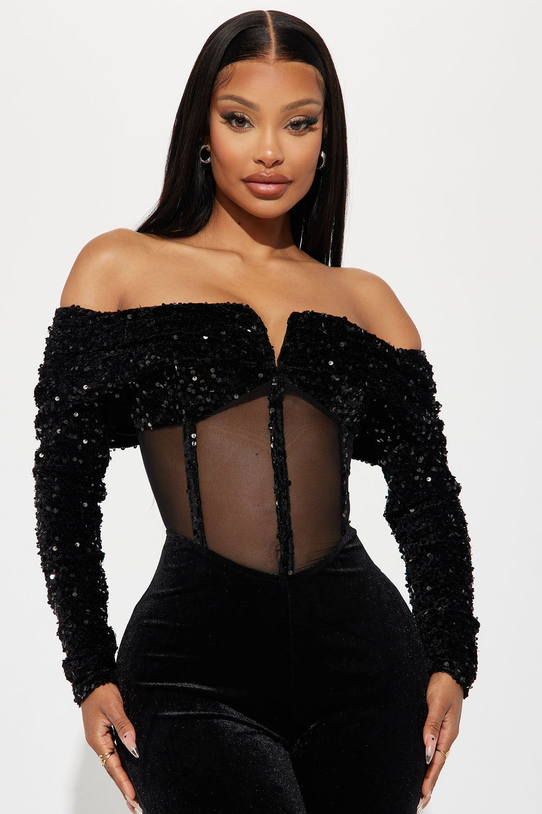 Special Invite Velvet Jumpsuit - Black