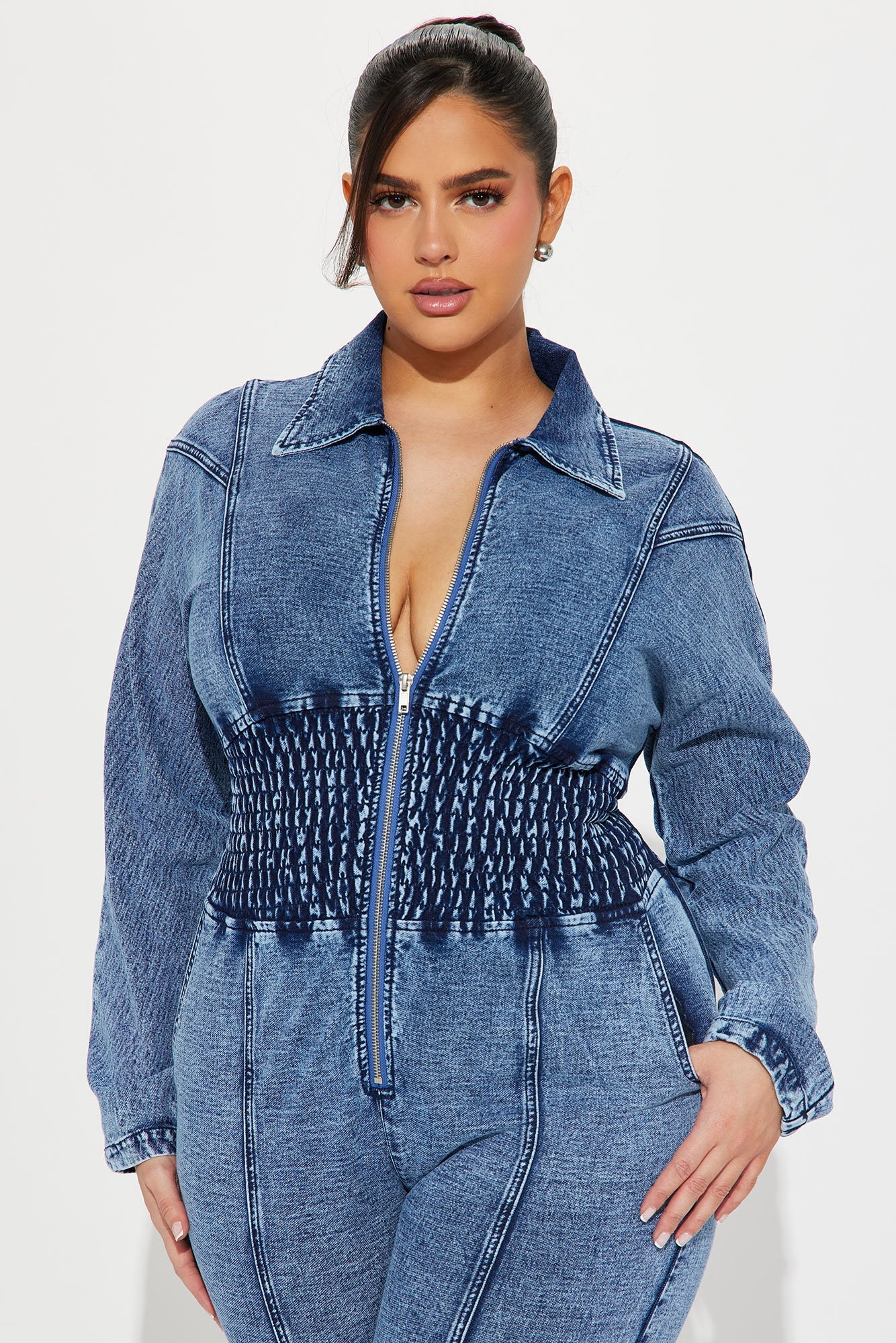 Not Too Late Denim Jumpsuit - Medium Wash
