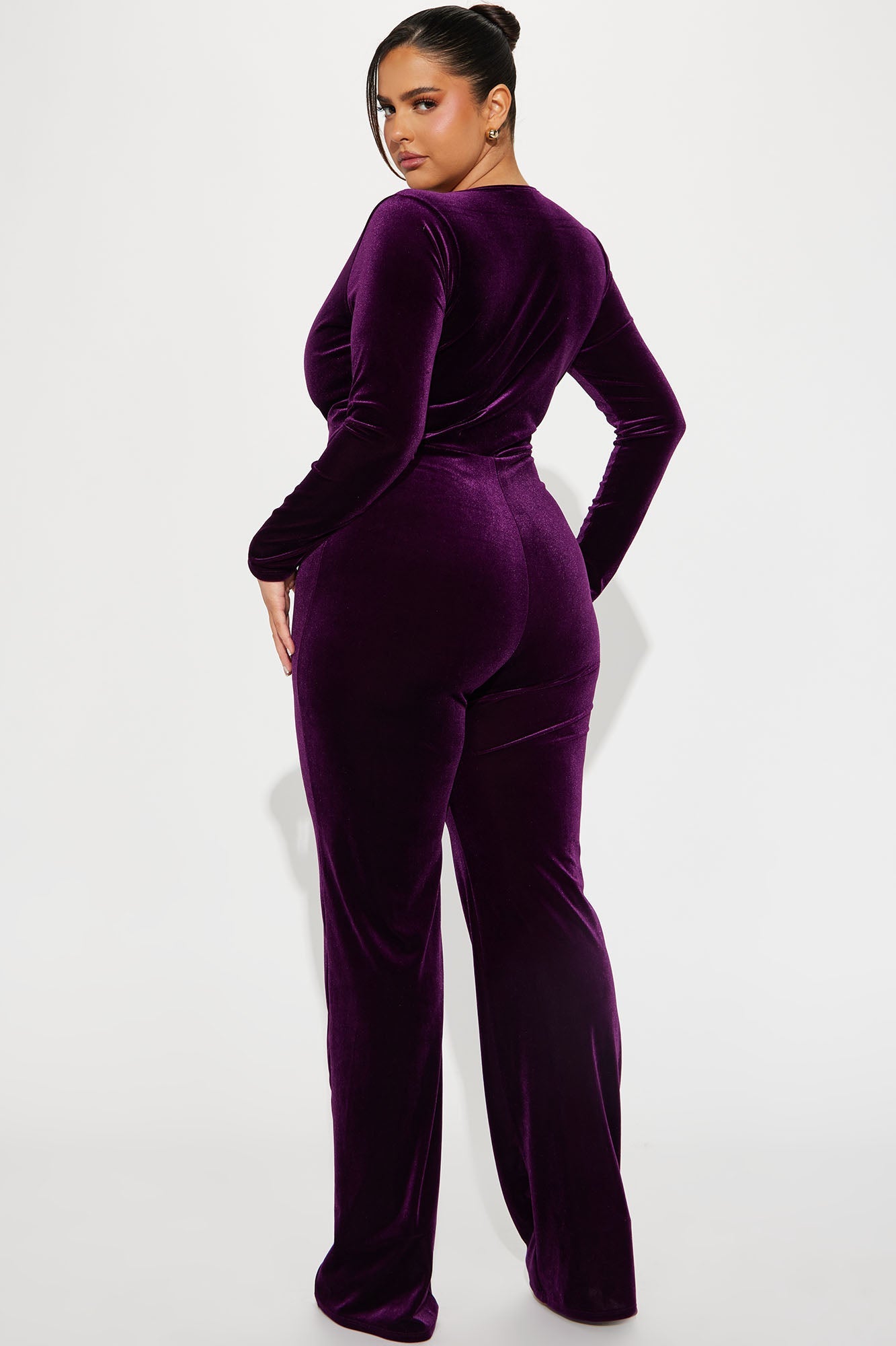 Here Is The Moment Velvet Jumpsuit - Purple