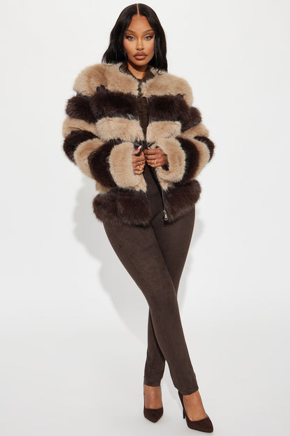 Gia Faux Fur Coat - Chocolate
