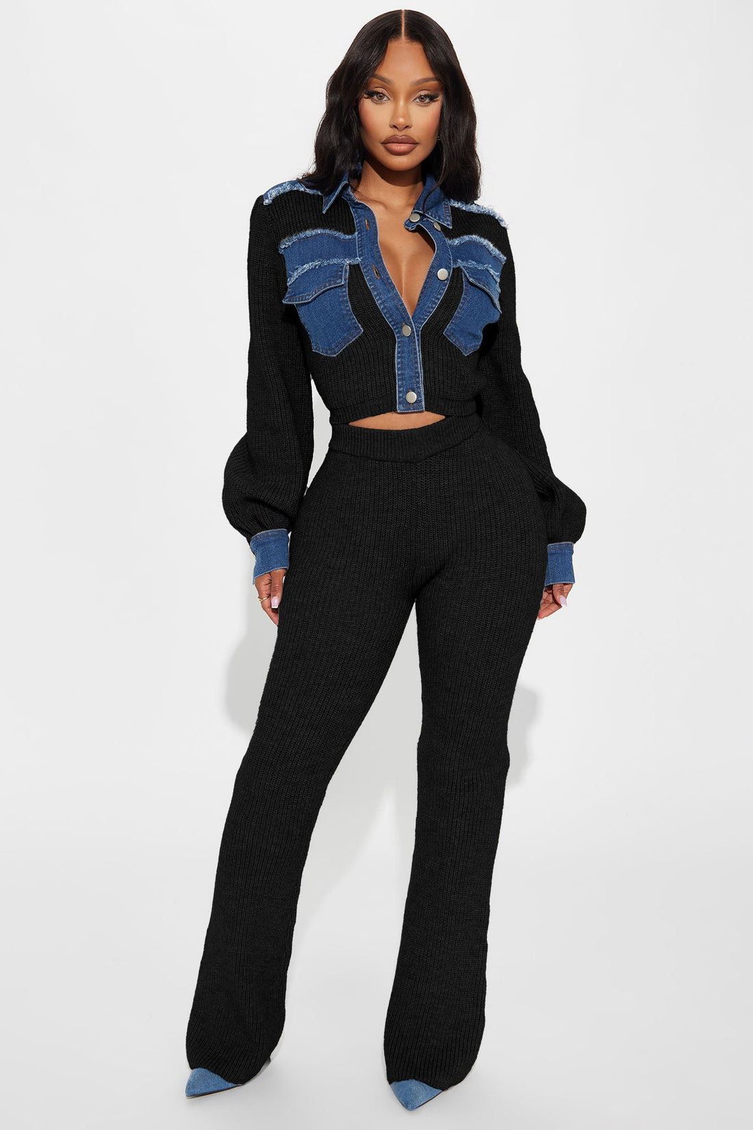 Sweet Chaos Sweater Pant Set - Black