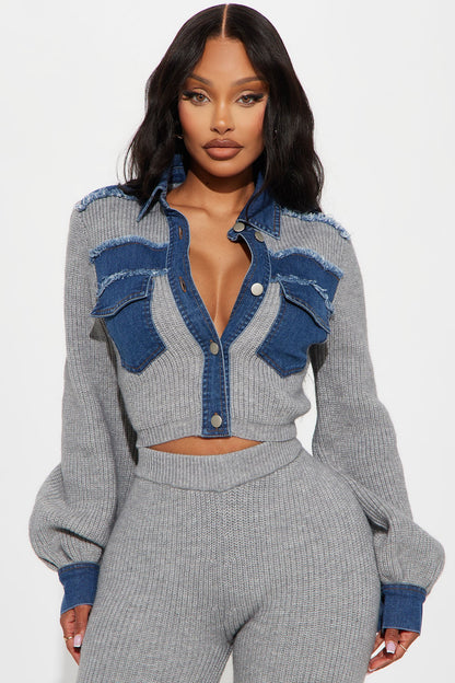 Sweet Chaos Sweater Pant Set - Grey/combo