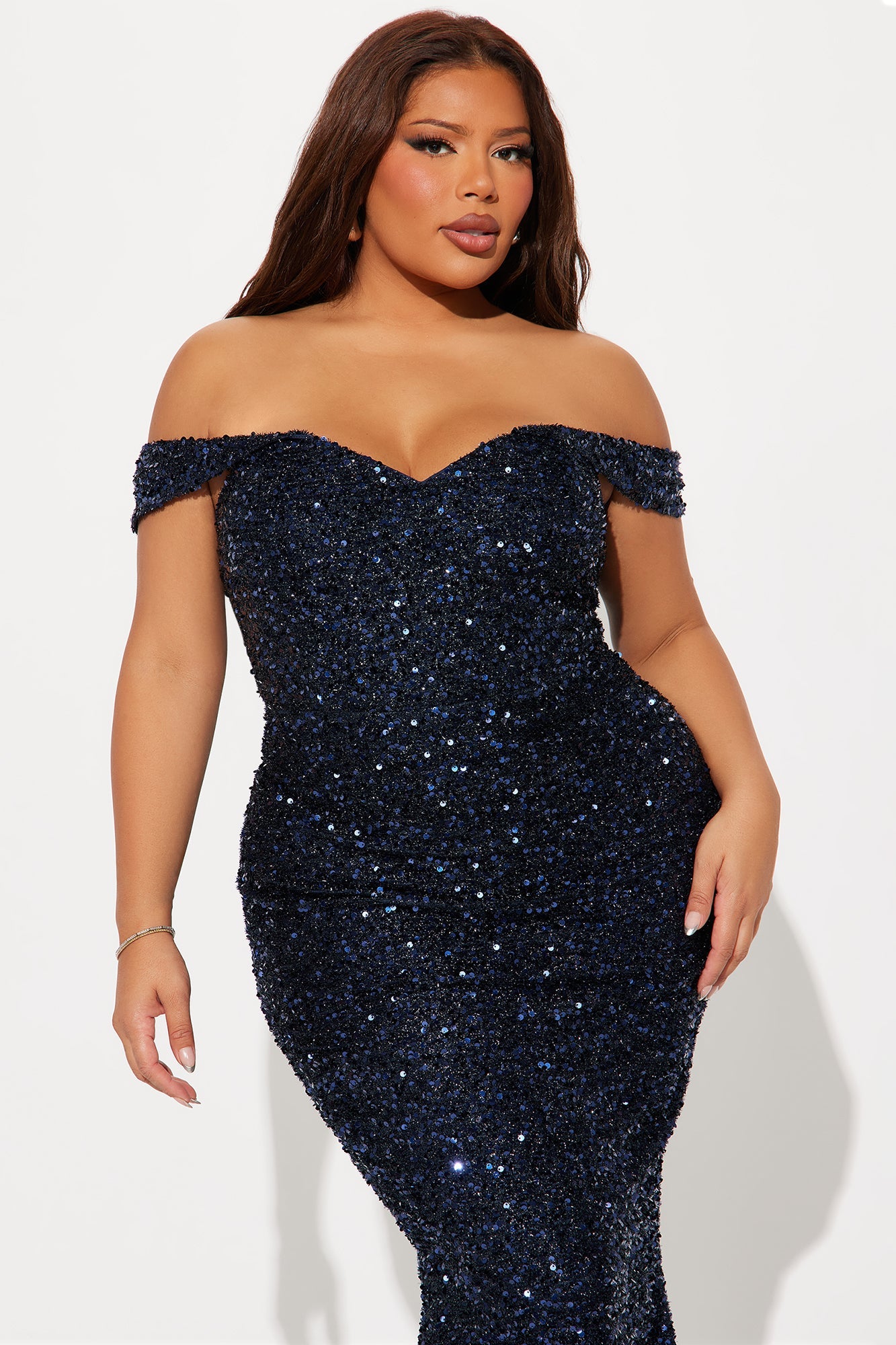 Brenda Sequin Gown - Navy
