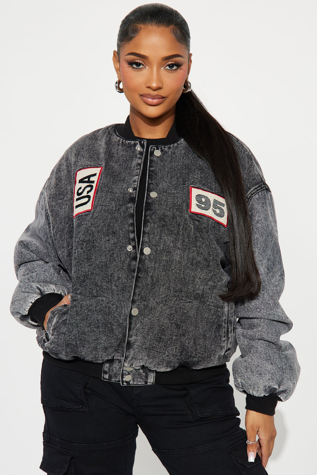 Made In Brooklyn Washed Bomber Jacket - Black Wash