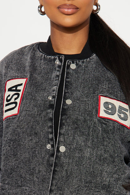 Made In Brooklyn Washed Bomber Jacket - Black Wash