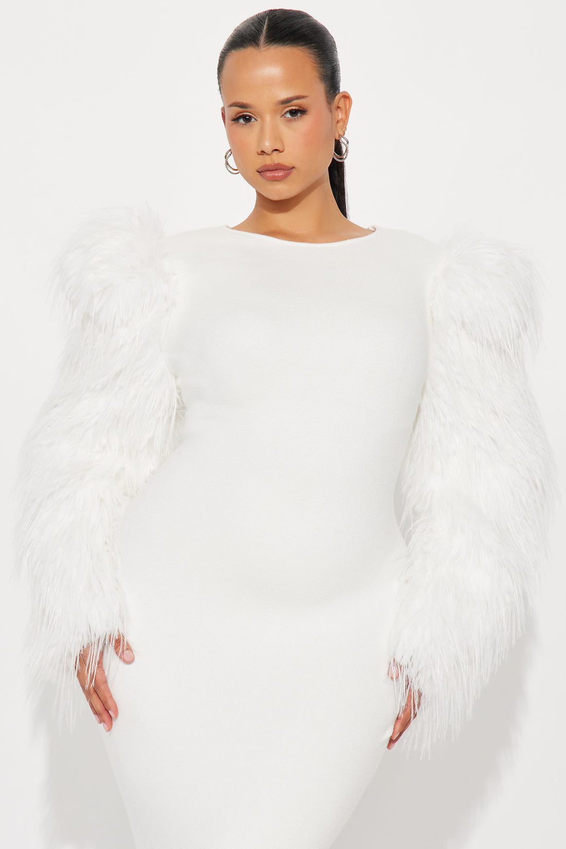Diva Long Sleeve Maxi Gown - White