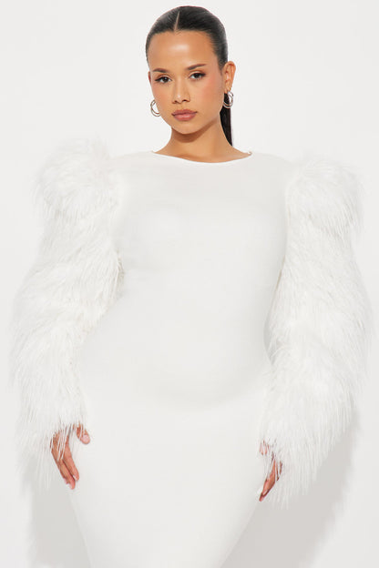 Diva Long Sleeve Maxi Gown - White