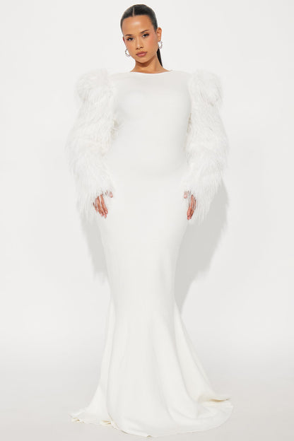 Diva Long Sleeve Maxi Gown - White