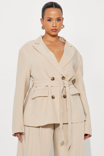 End Of Time Double Breasted Blazer - Stone