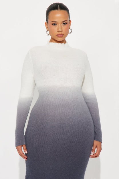 Thea Ombre Sweater Midi Dress - Grey/combo