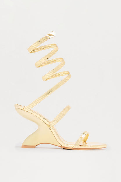 Elani Chrome Wrap Up Wedges - Gold