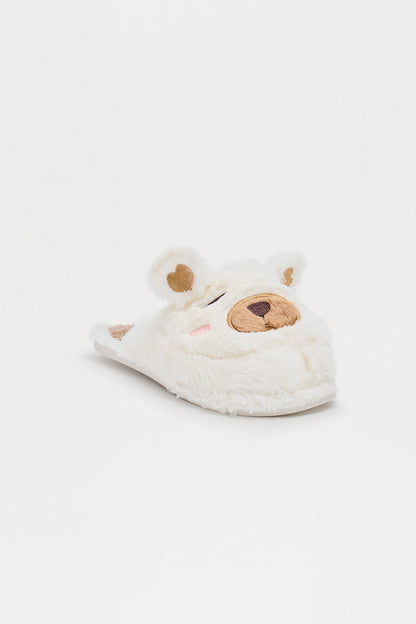 Hershey Cozy Bear Slippers - Cream