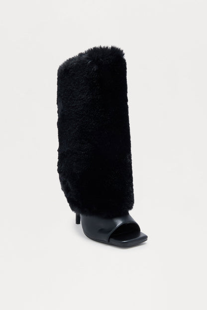 Sparks Faux Fur Stiletto Booties - Black