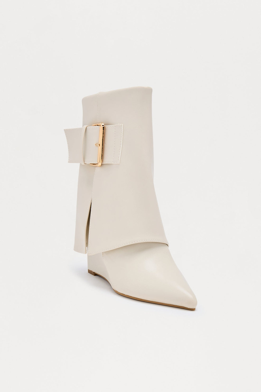 Heights Buckle Overlay Booties - Ivory