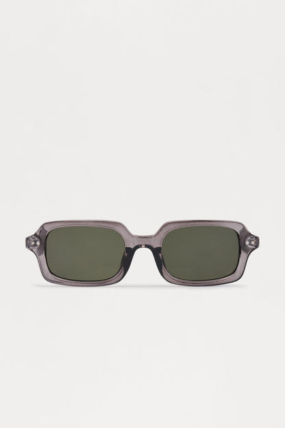 Elusive Round Crystal Frame Color Lens Sunglasses - Grey