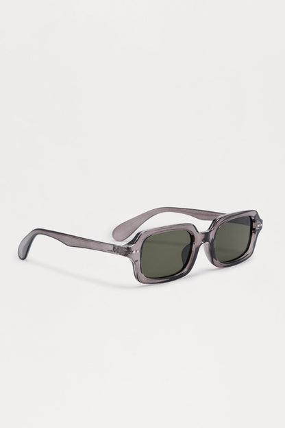 Elusive Round Crystal Frame Color Lens Sunglasses - Grey