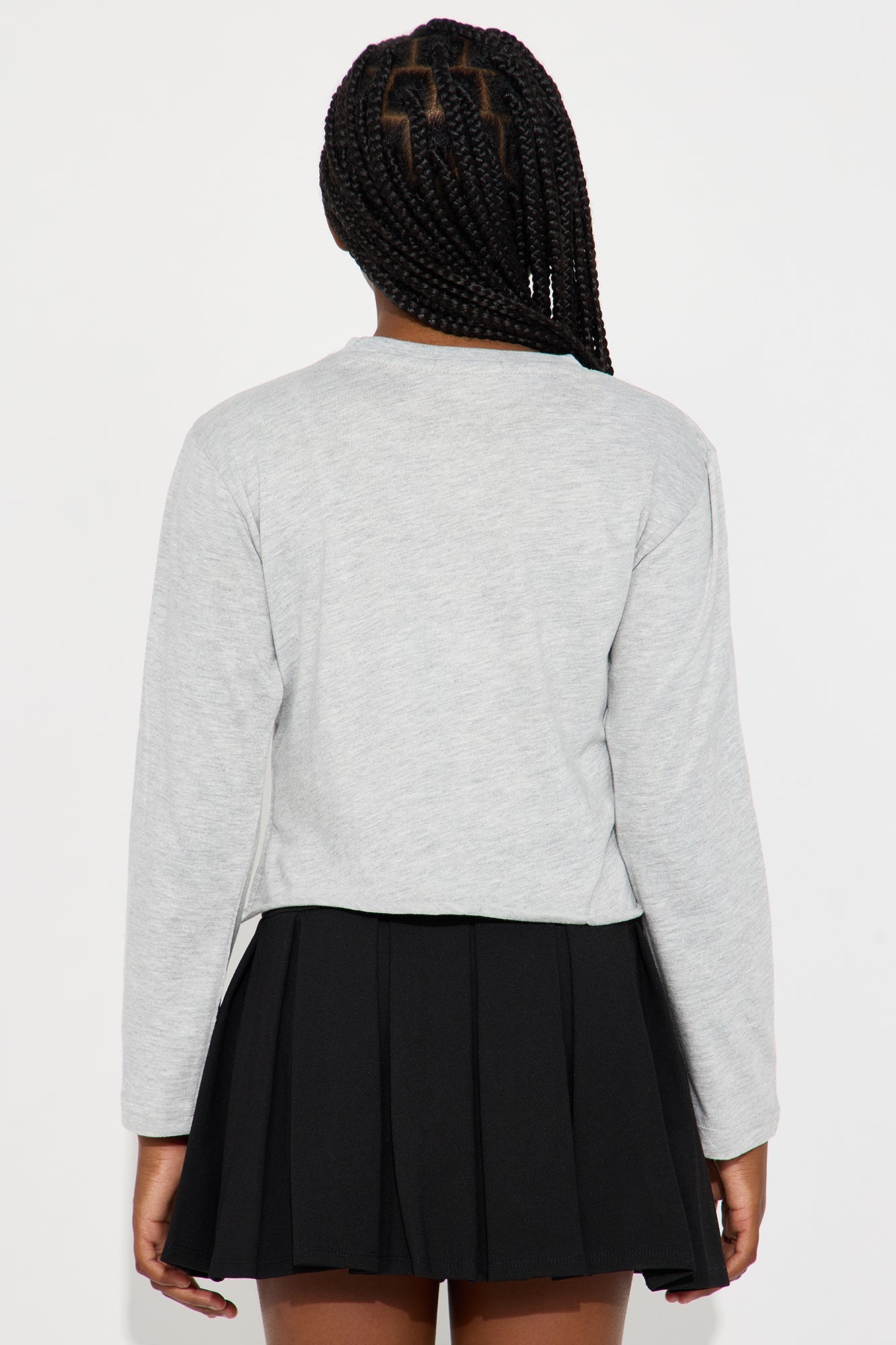 Mini The Queen Is Here Long Sleeve Tee - Heather Grey