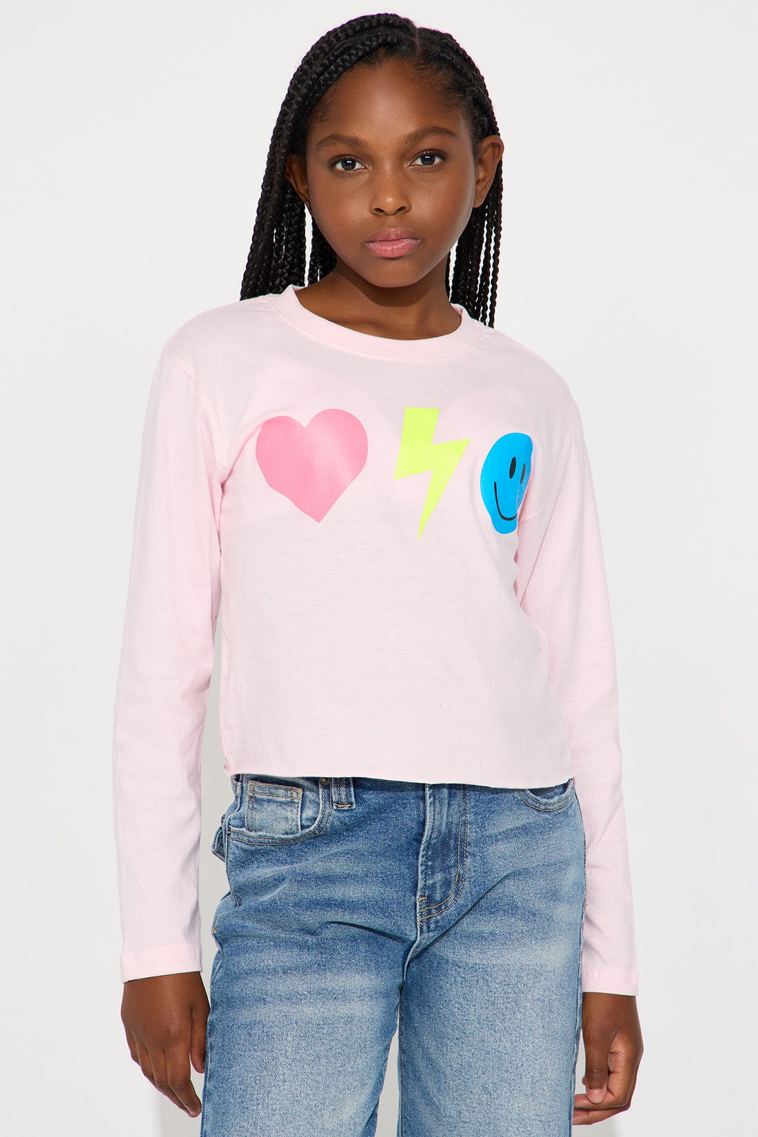 Mini Love And Lightning Long Sleeve Tee - Light Pink