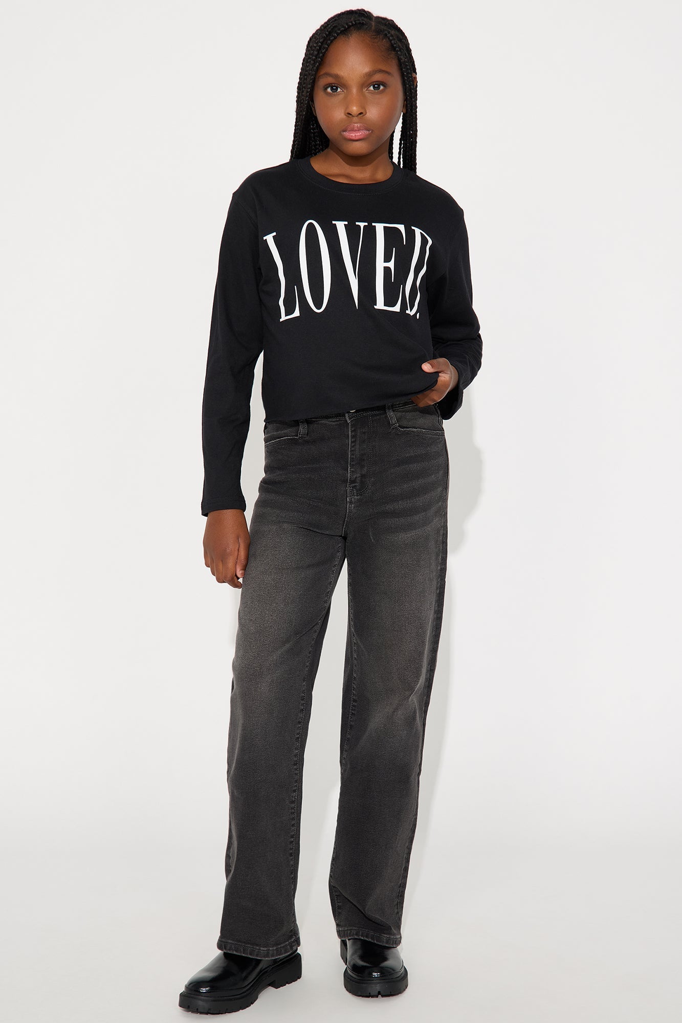 Mini I Am Loved Long Sleeve Tee - Black