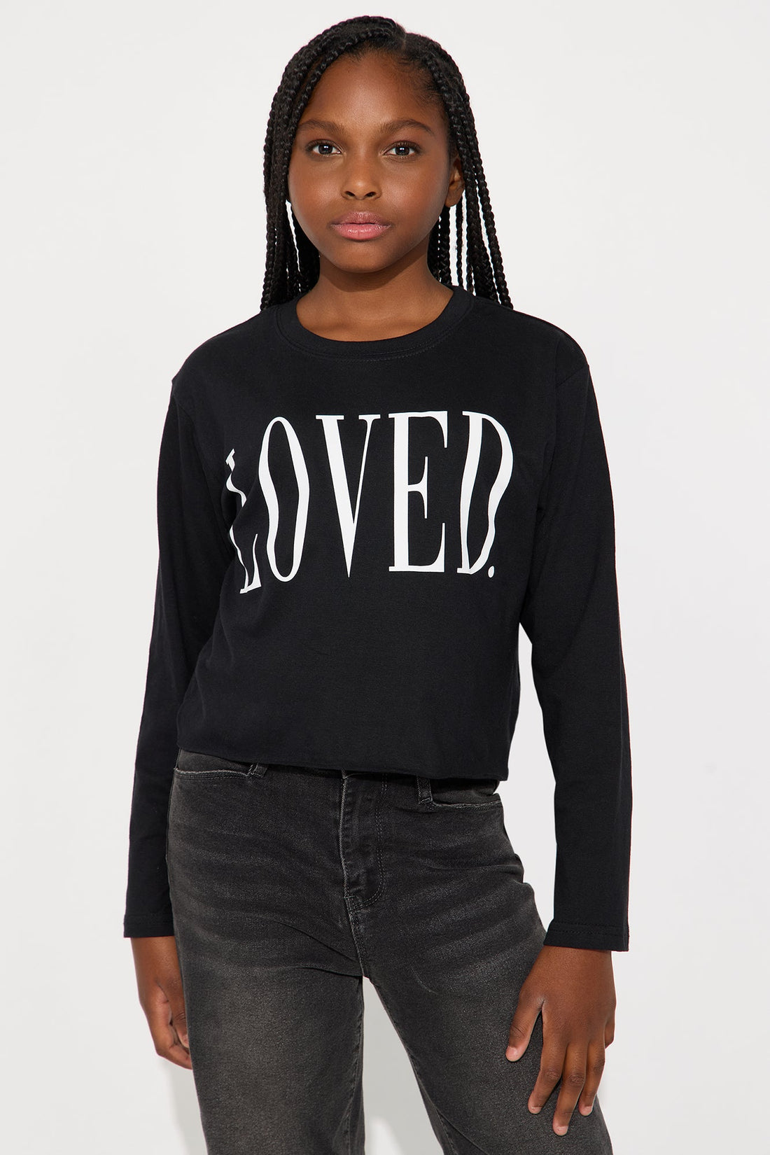 Mini I Am Loved Long Sleeve Tee - Black