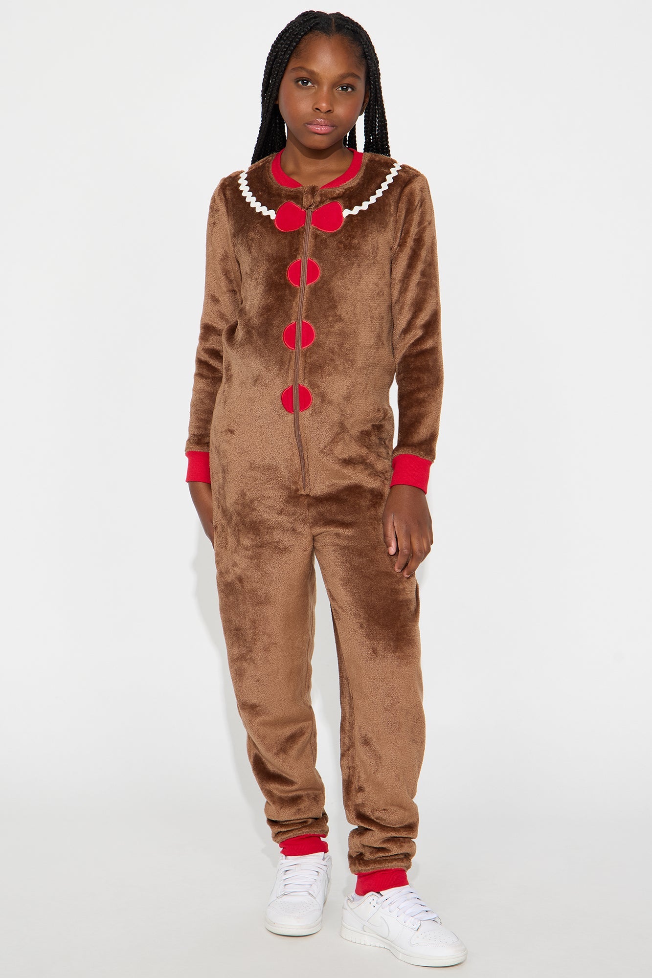 Mini Gingerbread Cookie Plush Jumpsuit Onesie - Brown/combo