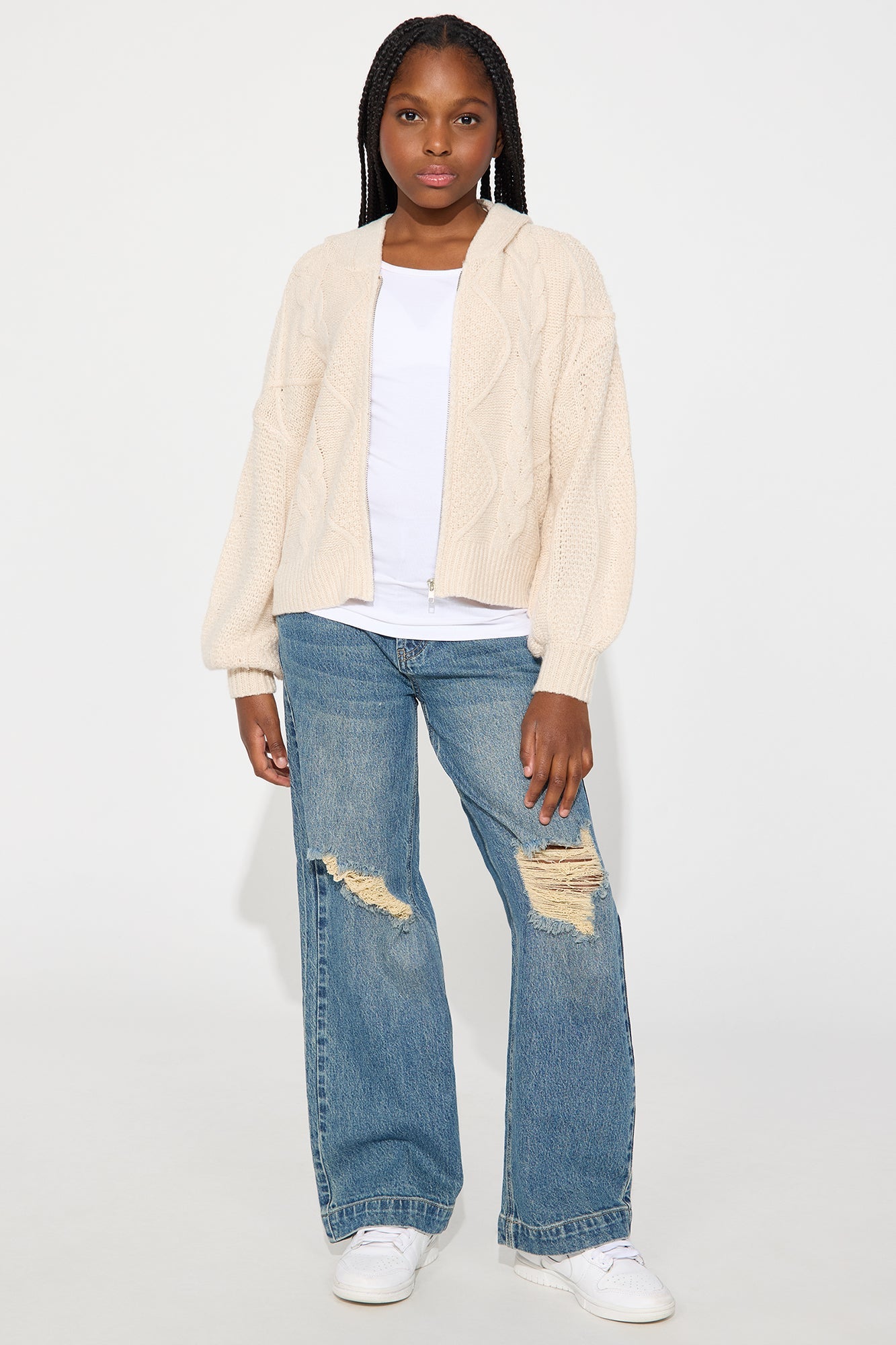 Mini Ski Lodge Zip Up Sweater - Oatmeal