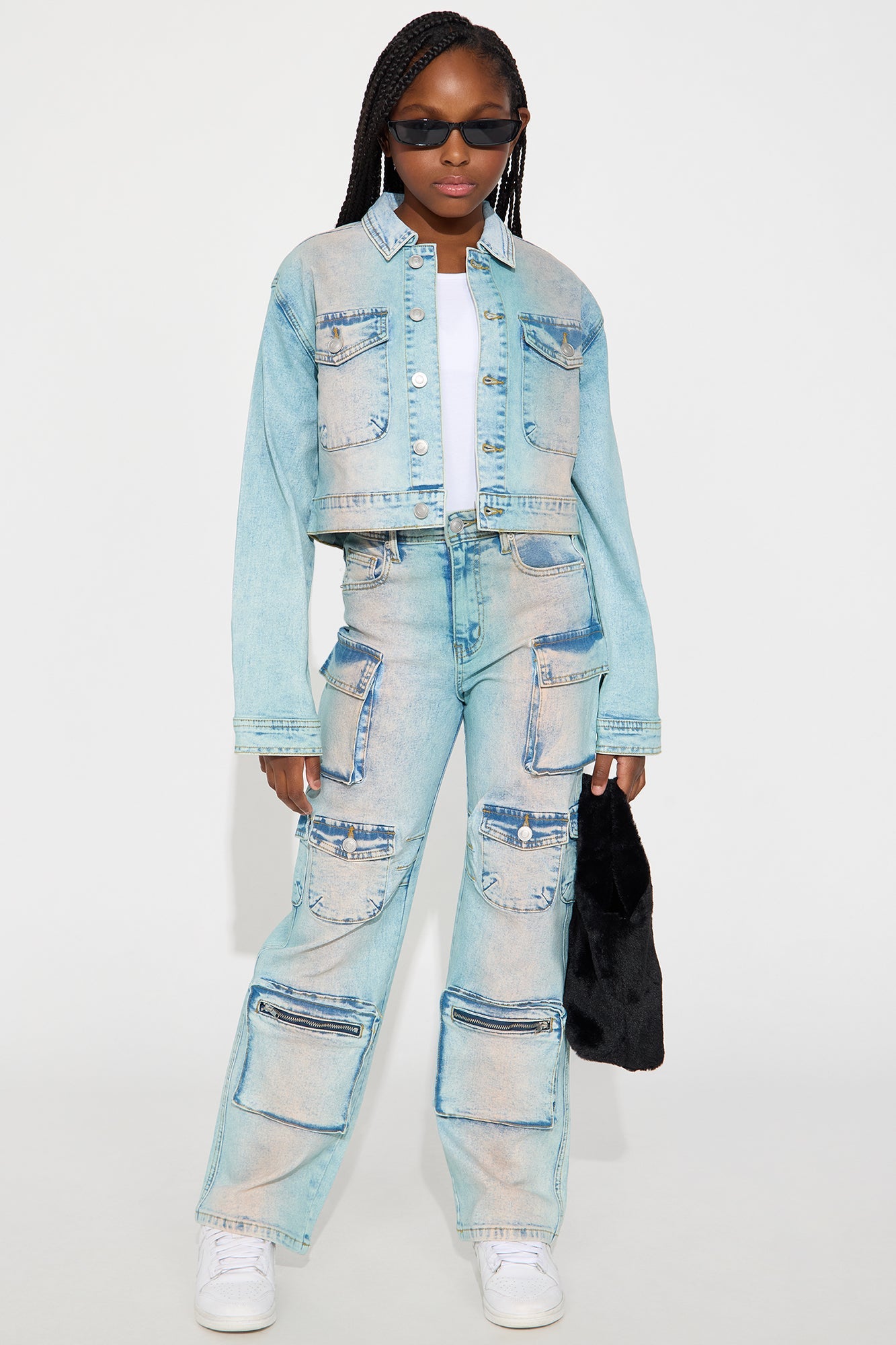 Mini Losing Time Cargo Jacket - Light Wash