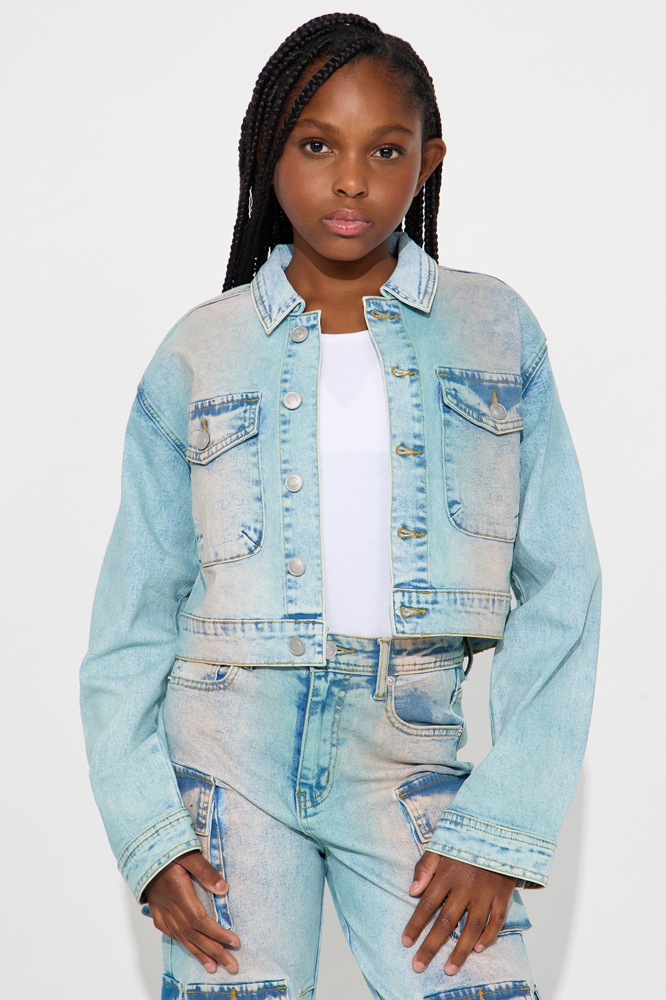 Mini Losing Time Cargo Jacket - Light Wash